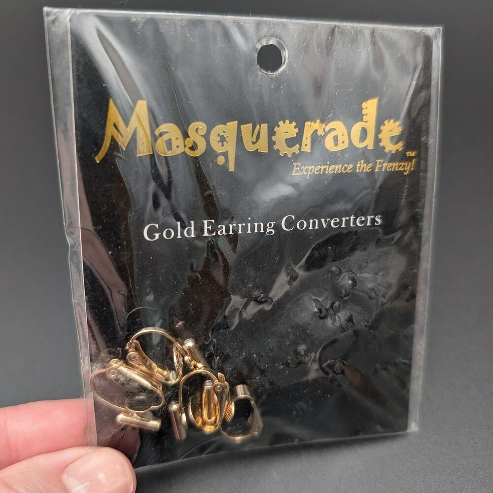 Masquerade Gold Earring Converters 4 Pack Pierced To Clip-On Easy Jewelry DIY